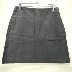 NWT‎ KOTN Flannel Mini Skirt Womens 6 Charcoal Grey Pockets A-line Modern Preppy
